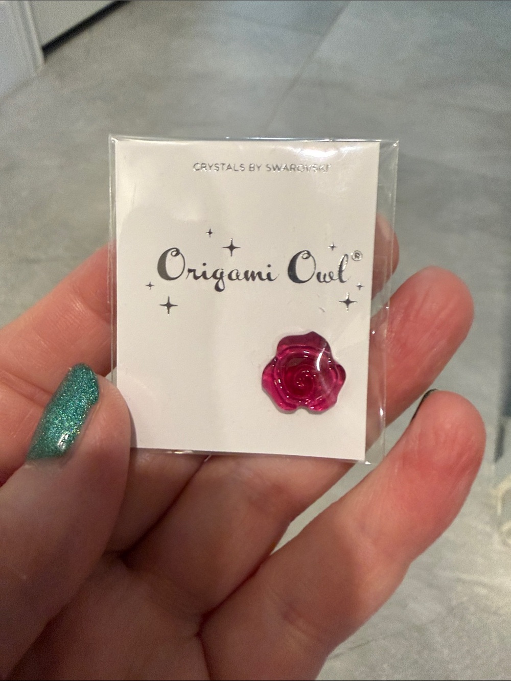 Origami Owl Fuchsia Rose Charm